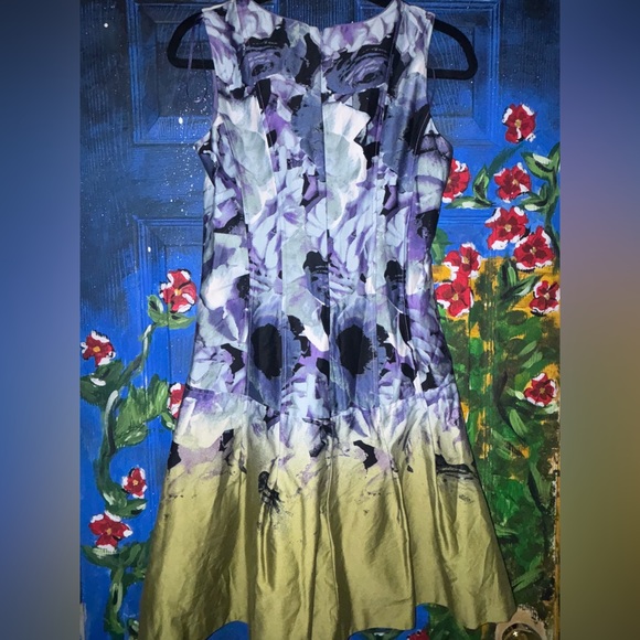 Vince Camuto Floral Purple and Green Women's Dress - Picture 3 of 4